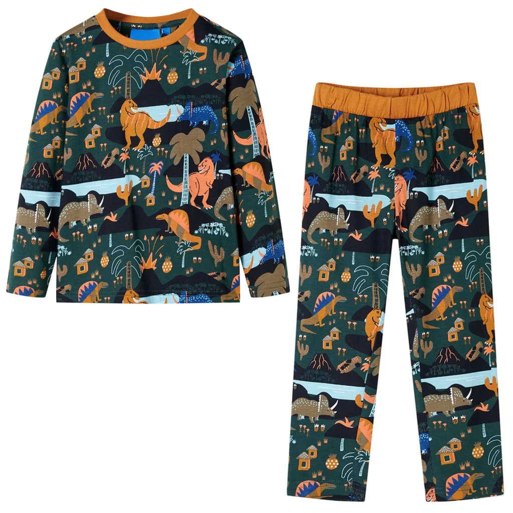 vidaXL Lasten pitkähihainen pyjama tummanvihreä 104