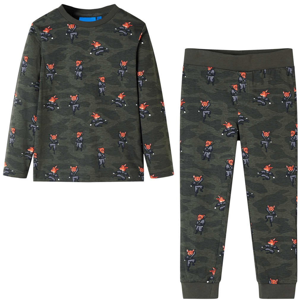 vidaXL Lasten pitkähihainen pyjama khaki 92