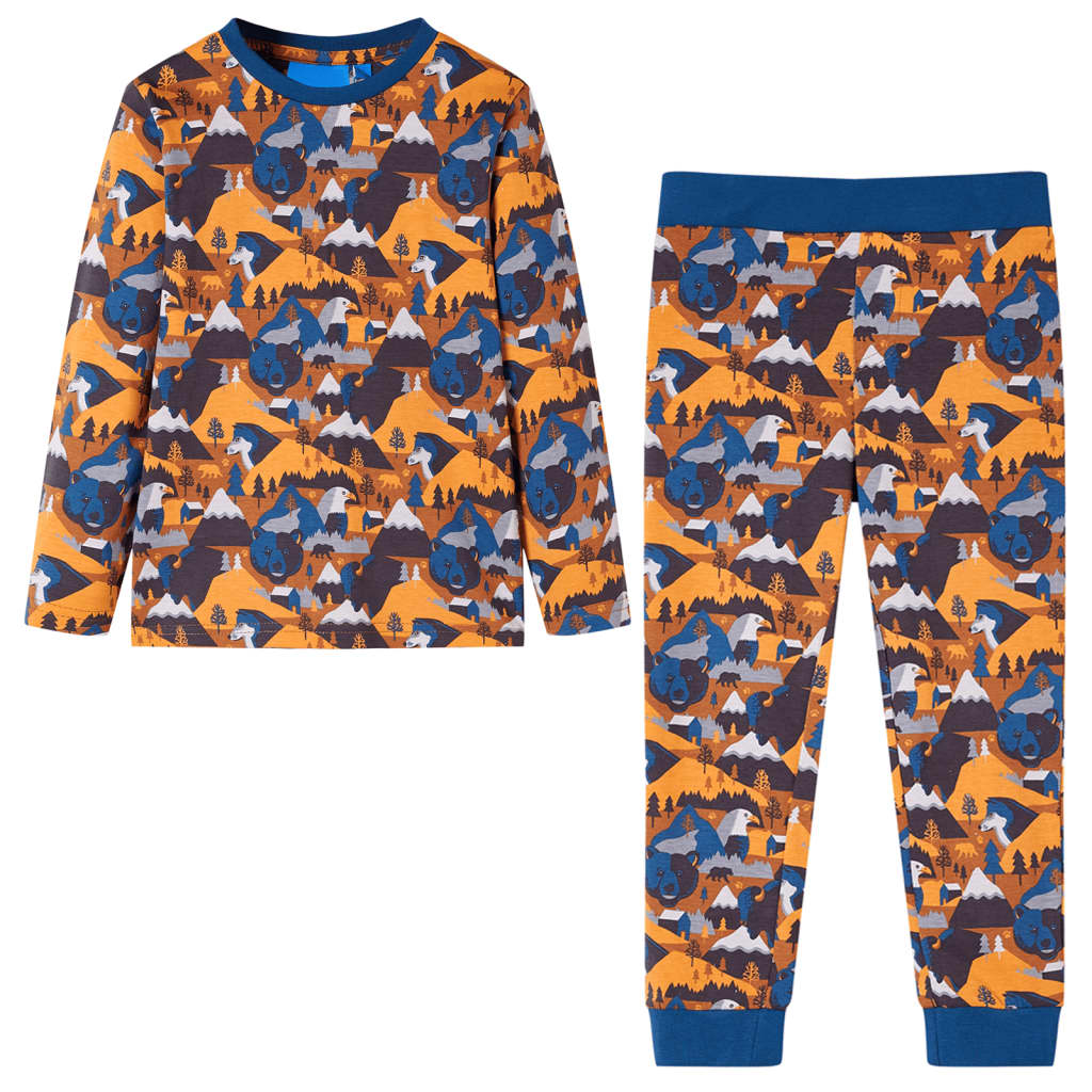 vidaXL Lasten pitkähihainen pyjama konjakki 128