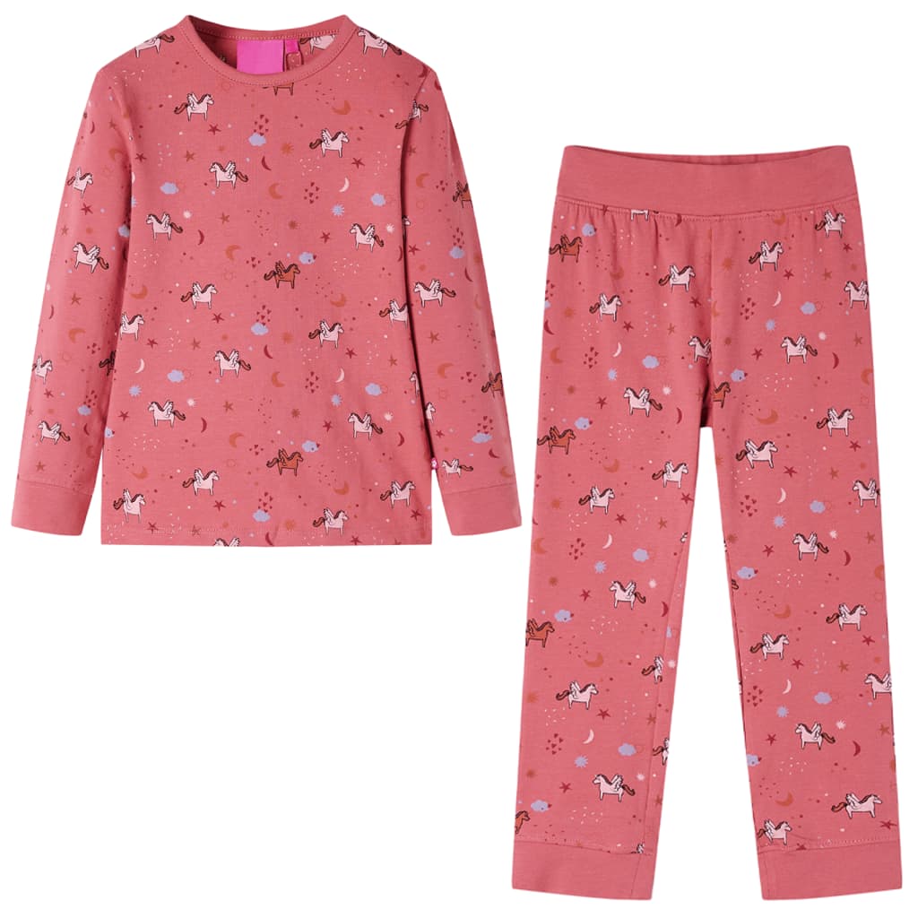 vidaXL Lasten pitkähihainen pyjama vanha pinkki 92