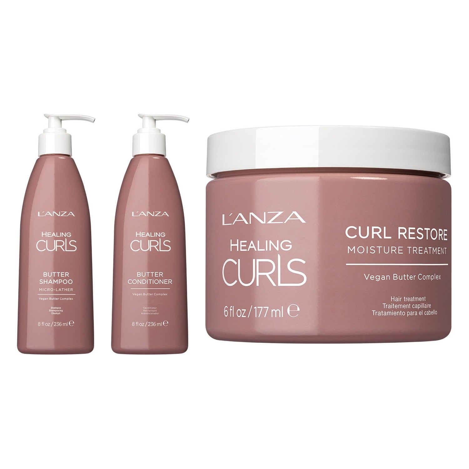 L'ANZA Curly Hair Restore Ritual Shampoo 236 ml & Conditioner 236 ml & Treatment 177 ml