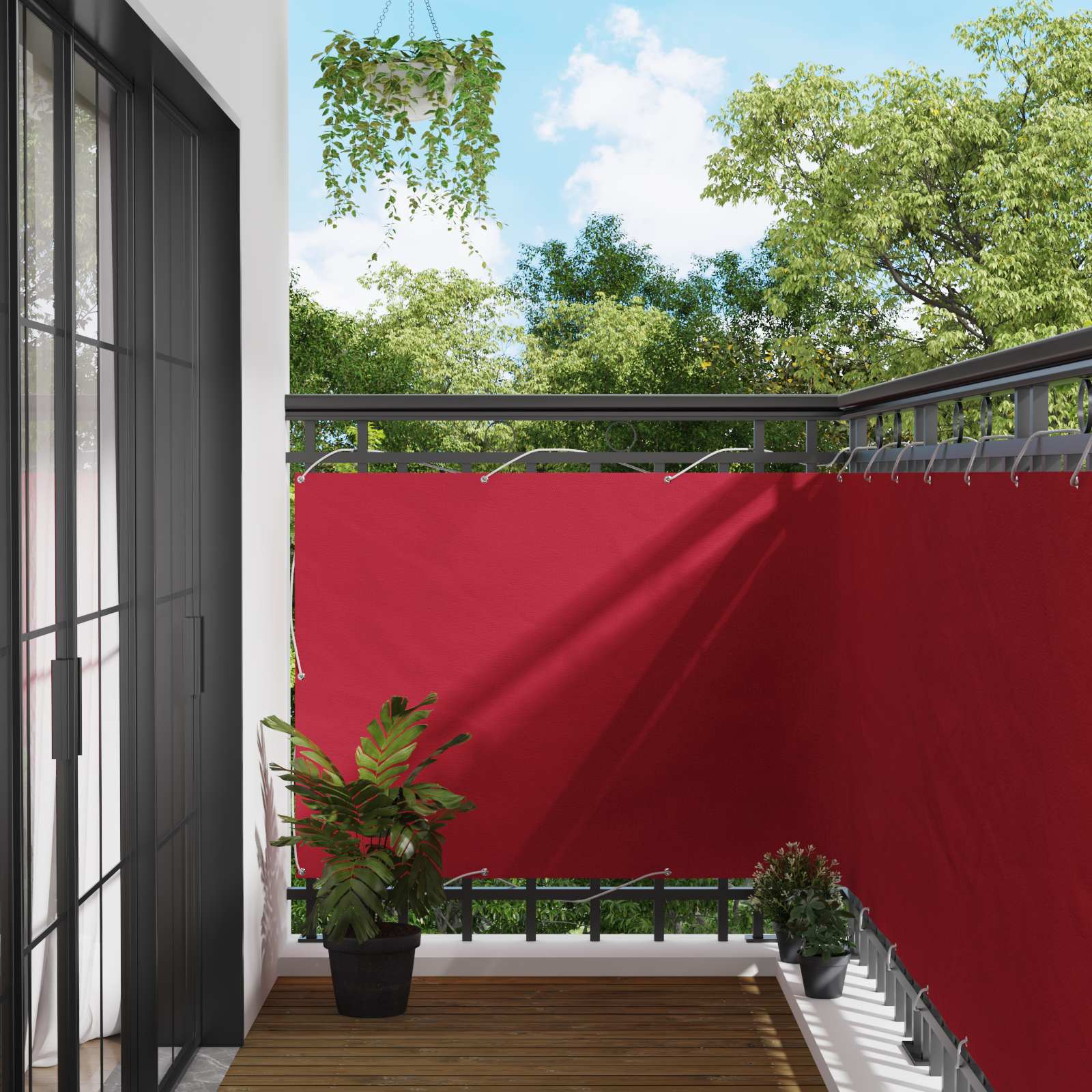 vidaXL Parvekkeen Verho Suorakaide 110 x 700 cm Oxford-kangas Punainen