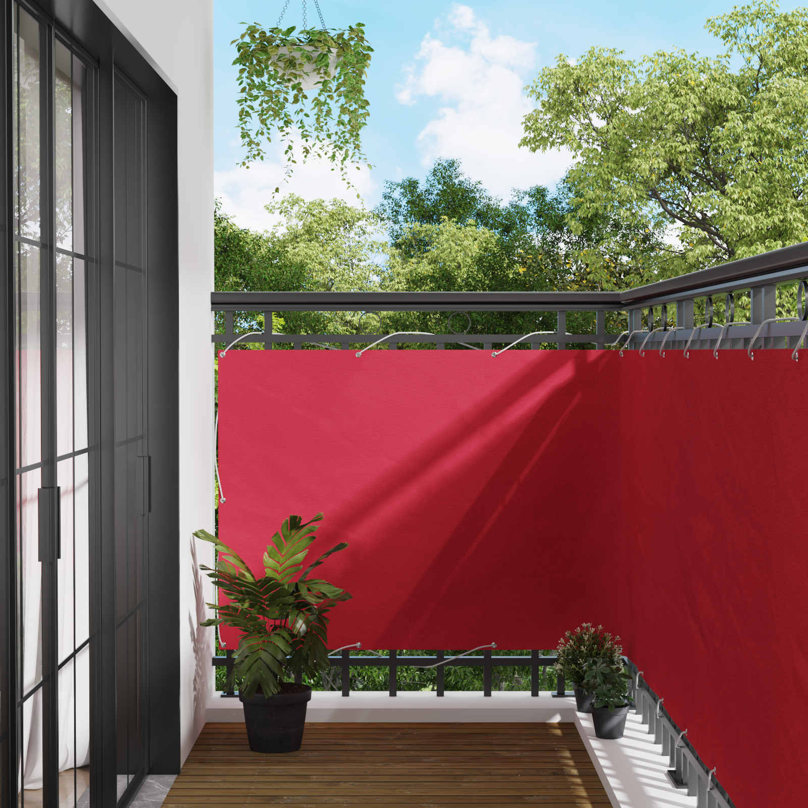 vidaXL Parvekkeen Verho 120 x 400 cm Oxford-kangas Suorakaide Burgundi