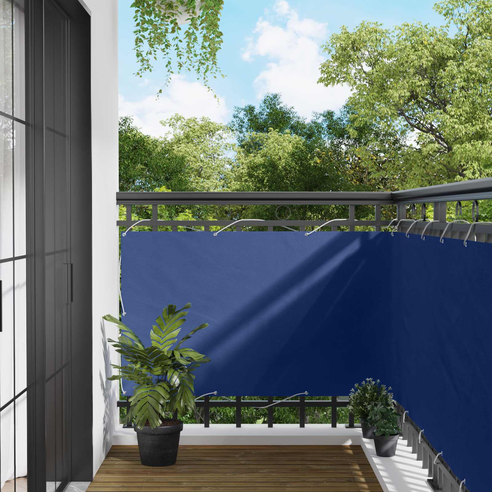 vidaXL Parvekkeen Verho Suorakaide 100 x 300 cm Oxford-kangas Sininen