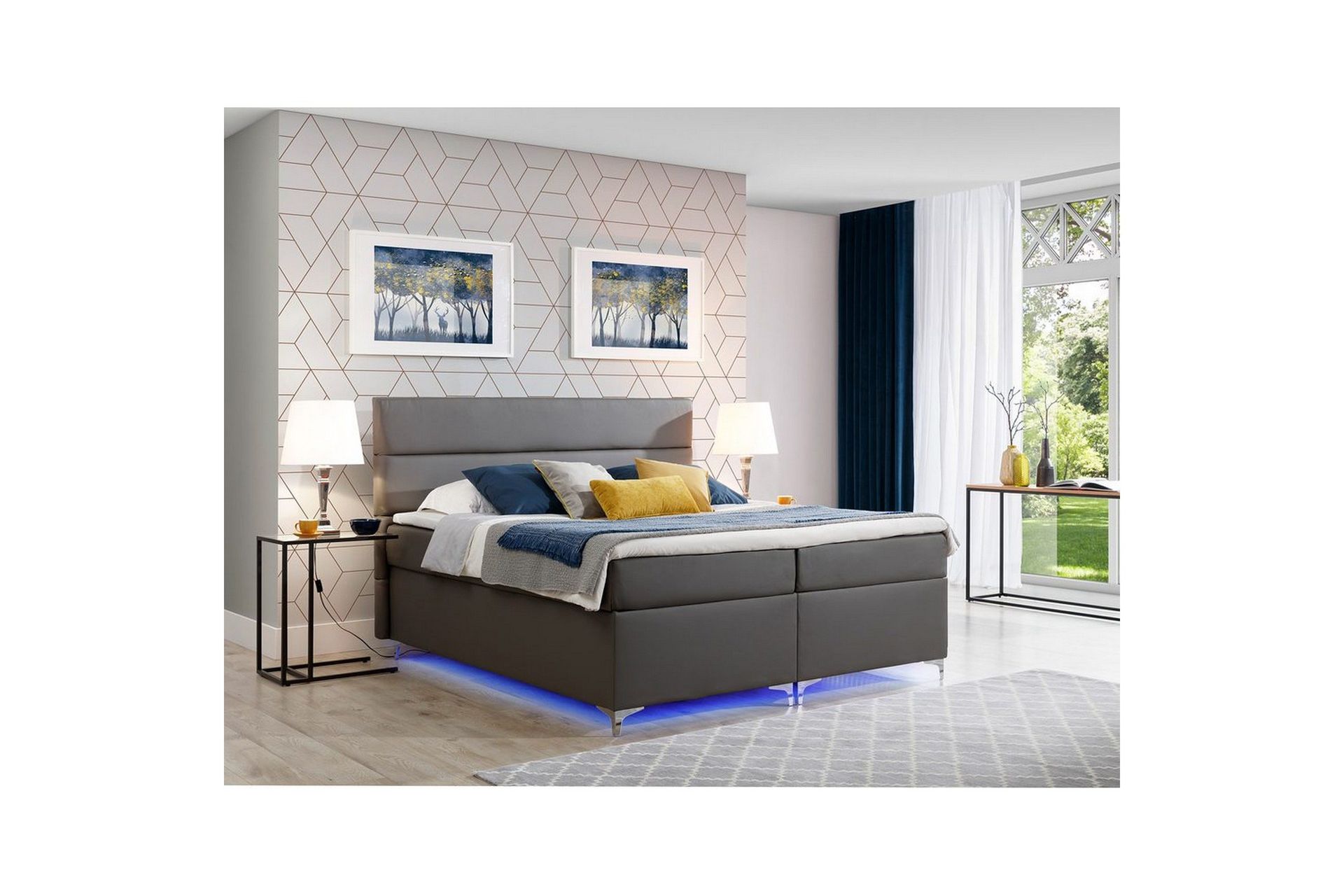 Runkopatja Eltap Amadeo LED-valoilla - Soft 29, Harmaa, 140x200 cm