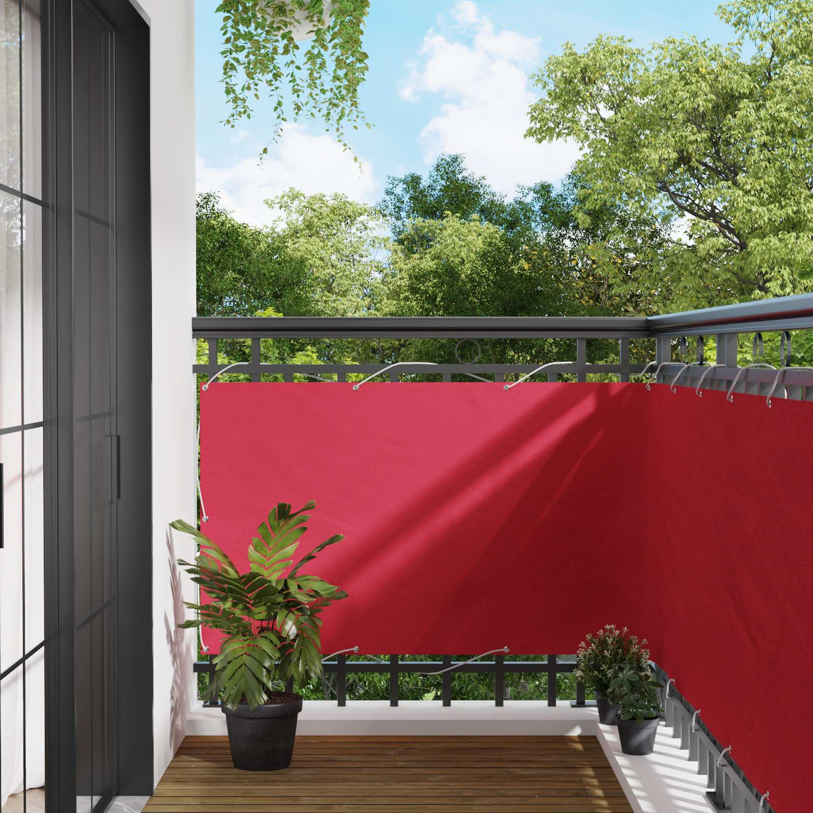 vidaXL Parvekkeen Verho 100 x 700 cm Oxford-kangas Suorakaide Burgundi